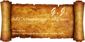 Götzemberger János névjegykártya
